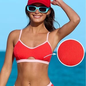 Cupshe Women's Vibrant Red Scoop Bralette Bikini Top